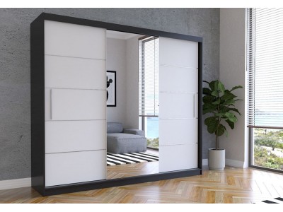 Гардероб с огледало ALBA (корпус черно/лице Бяло)